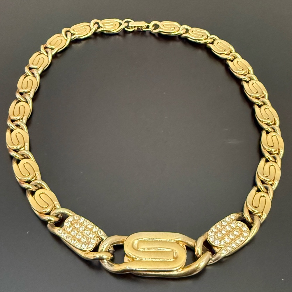 Vintage Unsigned Gold-tone Chunky Snail Link Chain Bling Hiphop 17” Necklace 98g